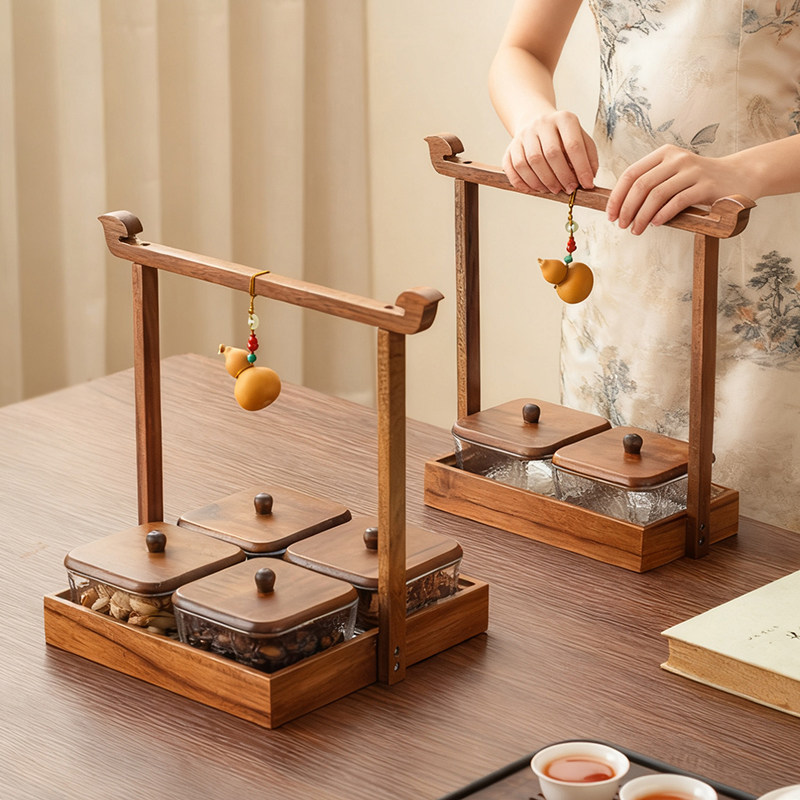 中式如意提梁果盘客厅茶几家用水果糖果零食摆放胡桃木干果收纳盒,餐饮具,果盆/果盘/果篮,淘宝优惠券,粉丝福利购,淘宝优惠卷