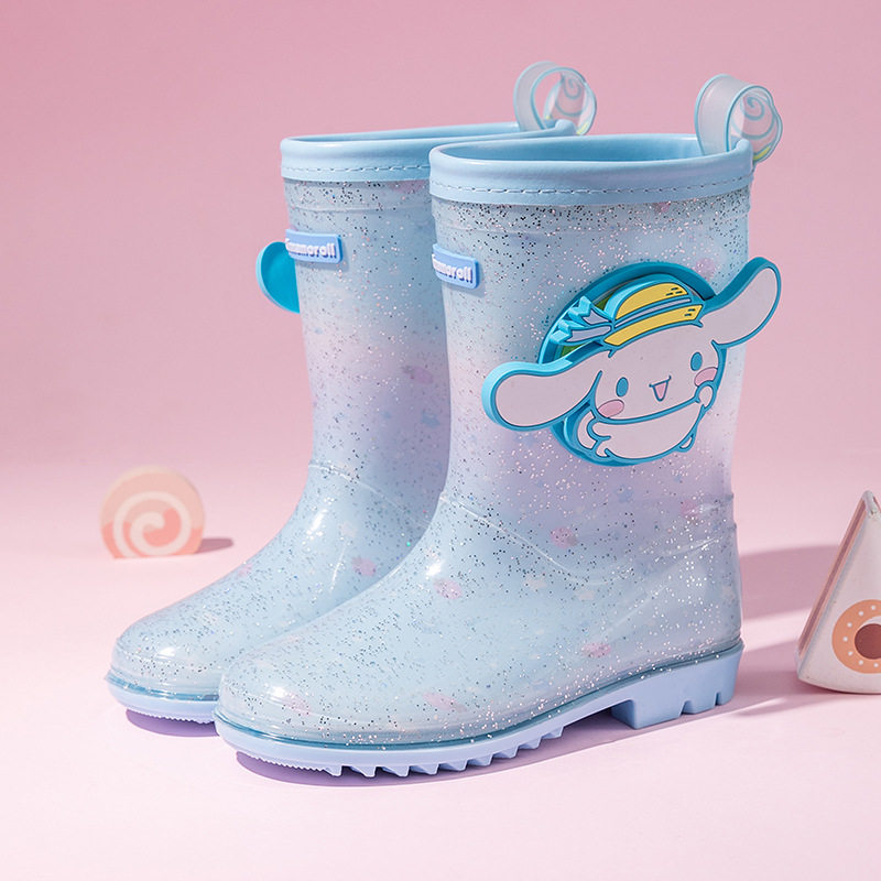 大耳狗卡通儿童雨鞋秋冬加绒加厚保暖玉桂狗水鞋女童防滑宝宝雨靴