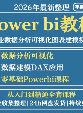 Power bi教程商业数据分析可视化图表建模视频零基础powerbi课程