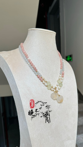 春不晚手作｜玛瑙莲花短璎珞背云多宝汉服旗袍项链古风配饰春夏