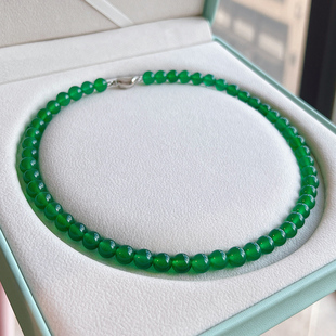 天然冰种绿玉髓项链巴西菠菜绿新中式国风复古绿碧玉锁骨链毛衣链