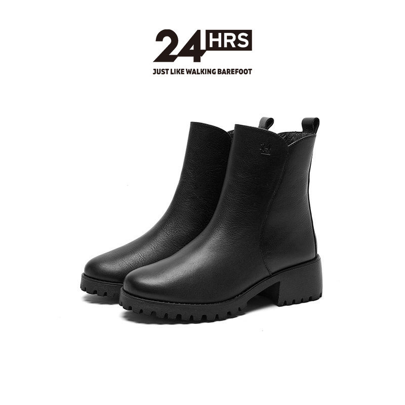 24Hrs西班牙24小时进口女士质感烟筒靴 轻盈厚底小牛皮短靴H25490,女鞋,烟筒靴,淘宝优惠券,粉丝福利购,淘宝优惠卷