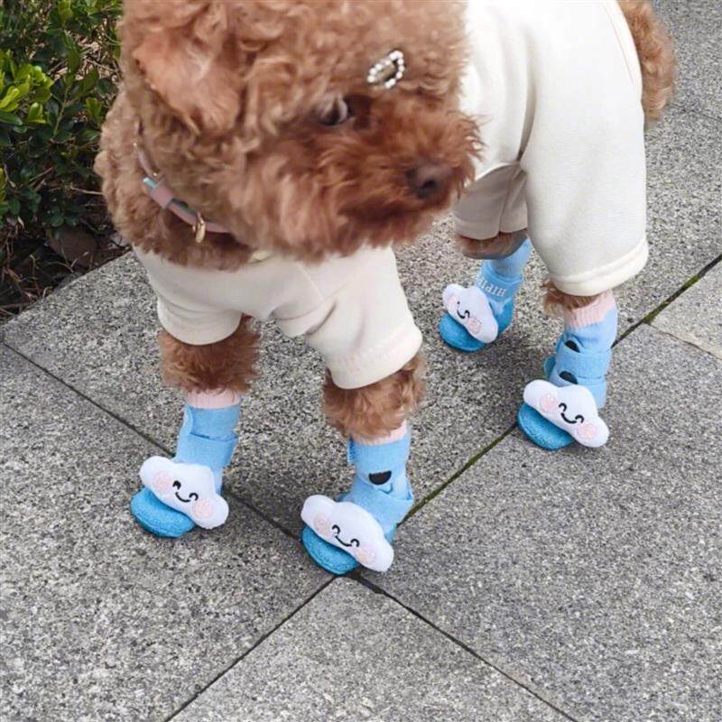 狗狗鞋子软底甩不掉小型犬外出防脏脚套泰迪比熊夏季透气高筒鞋袜