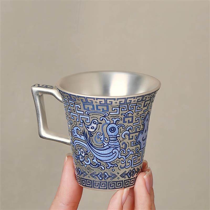天命玄鸟茶杯中国风咖啡杯家用喝茶杯古典主人杯子摆件送长辈领导