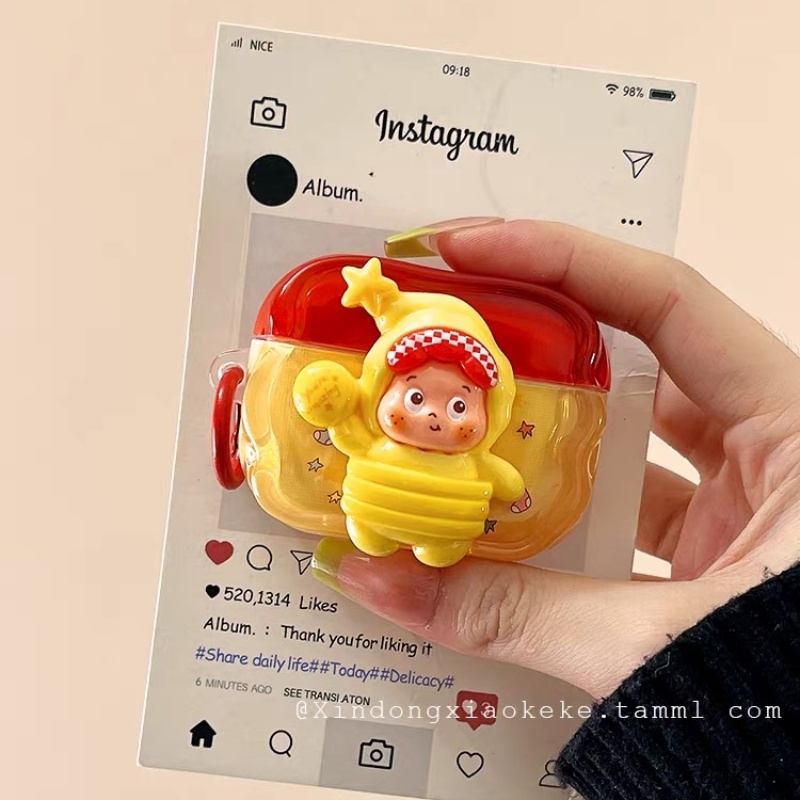 趣味可爱卡通立体星星人情侣适用苹果新3代airpods4蓝牙无线耳机保护套airpods1/2超火airpodspro2二代耳机女