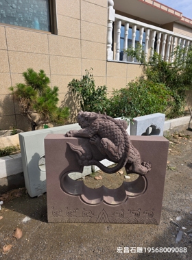 石雕吸水兽茶桌茶台石桌大板石雕桌腿青石汉白玉大理石雕刻茶桌腿
