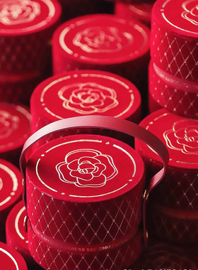 经典绒布山茶花喜糖硬盒空盒创意结婚伴手礼盒免折叠手提回礼盒子