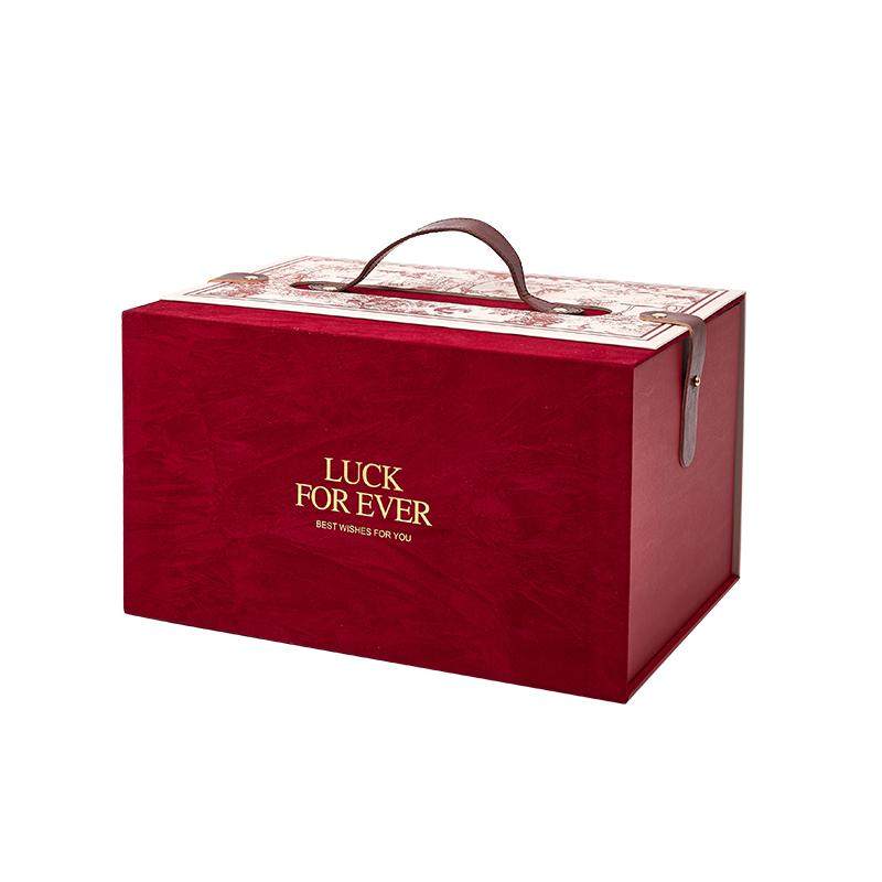 新款中式结婚礼盒双层免折叠手提大号订婚礼物盒精美伴手礼盒空盒