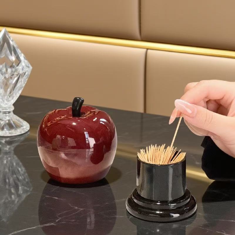 牙签筒可爱苹果梨家用棉签盒