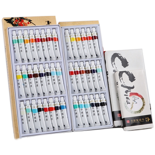 中国画颜料初学者套装用品工具全套入门12色小学生儿童用水粉水彩水墨画工笔画颜料美术画材工具套装专业高级