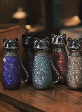 XCAT山猫纯钛猫咪保温杯吸管杯户外便携旅行车载水杯商务钛杯礼品