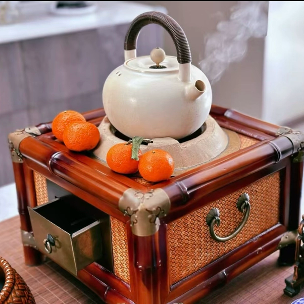 竹编煮茶炉炭火炉仿古围炉煮茶炉子新中式碳炉功夫茶道烧炭烤火炉,餐饮具,煮茶炉,淘宝优惠券,粉丝福利购,淘宝优惠卷