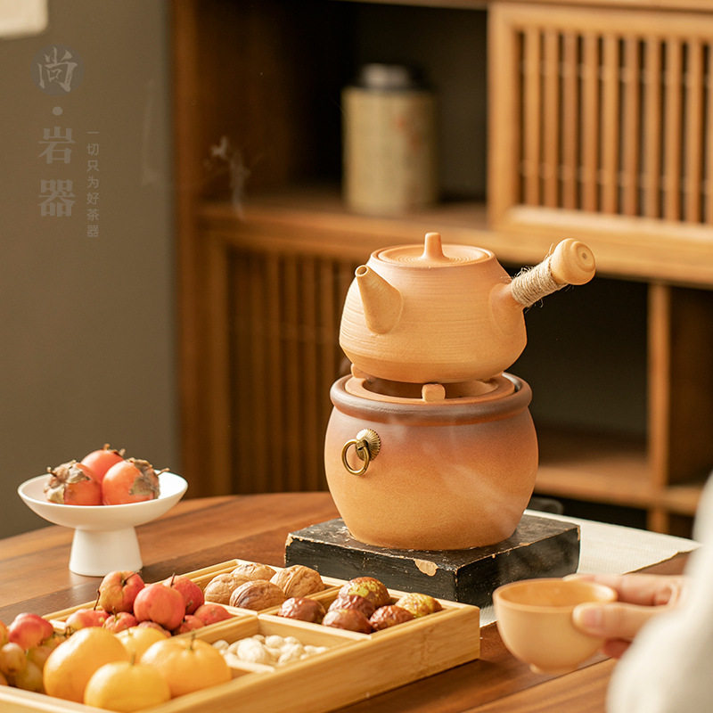 围炉煮茶炭炉套装家用猫咪炭烤炉子木炭烧烤火茶壶炉提梁壶侧把壶