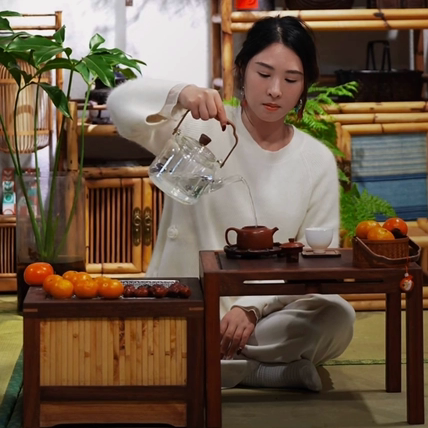 围炉煮茶竹木炭火炉秋冬取暖