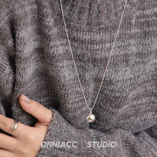 字母圆球项链女纯银长款 毛衣链配饰秋冬高级感轻奢小众简约气质