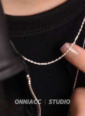 麻花碎银子项链女锁骨链纯银高级感轻奢小众简约百搭裸链基础款