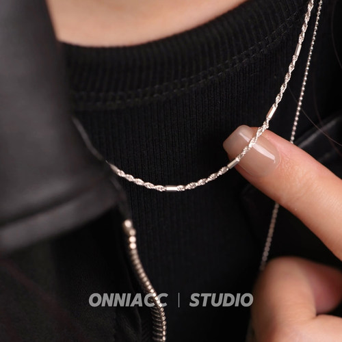 麻花碎银子项链女锁骨链纯银