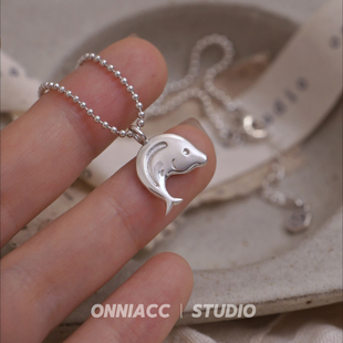 海豚吊坠项链女锁骨链s925纯银高级感轻奢小众简约可爱2026年新款