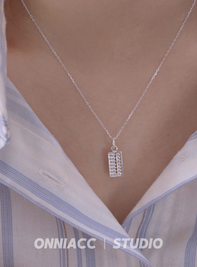 算盘吊坠项链女短款锁骨链纯银高级感轻奢小众简约气质2026年新款