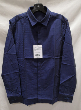 KI潮流春秋深蓝色提花男士商务时尚休闲修身长袖衬衫253B04261