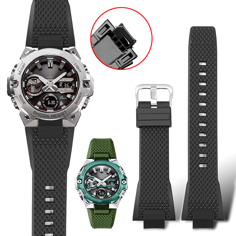 适配卡西欧CASIO GST-B400钢铁之心改装凸口树脂胶带配件快拆表带