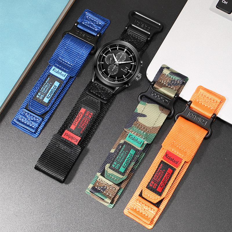 适用于西铁城蓝天使二代JY8078黑武士系列魔术贴尼龙手表带光动能