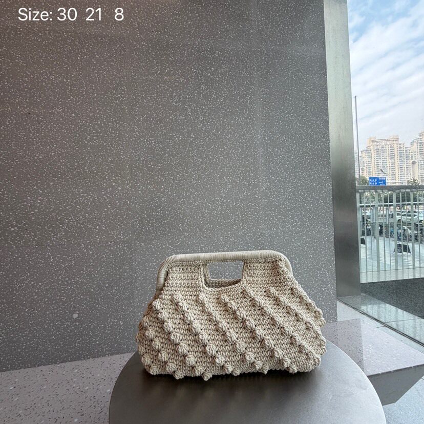 包包女2026新款网红手工编织包时尚百搭云朵夹子包海边度假沙滩包