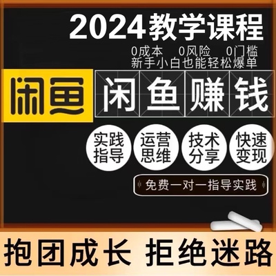 网络副业闲鱼赚钱教程手机挣钱小项目一对一实操咸鱼运营课程创业