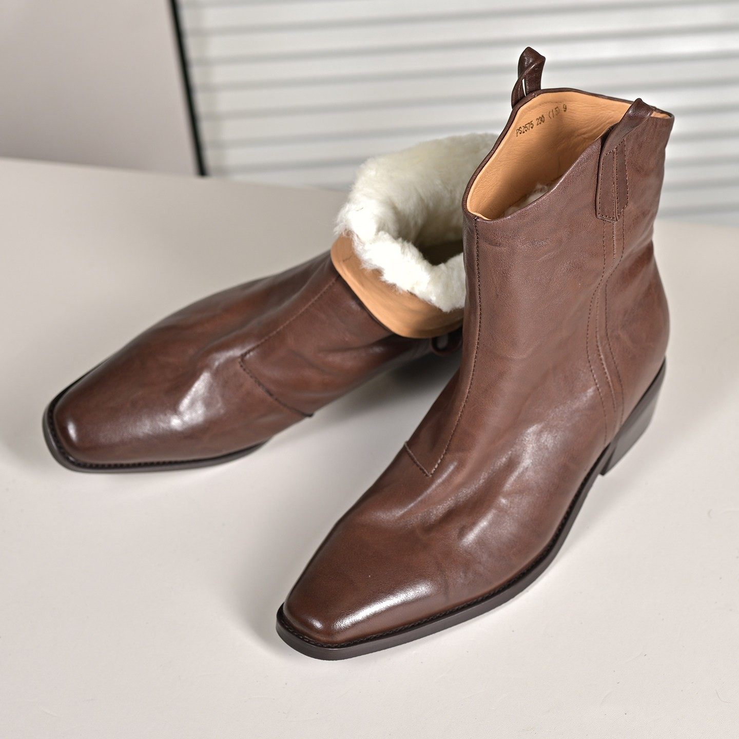 步享~棕色头层牛皮短靴女冬季加绒复古粗跟中跟真皮羊羔毛雪地靴,女鞋,时尚雪地靴,淘宝优惠券,粉丝福利购,淘宝优惠卷