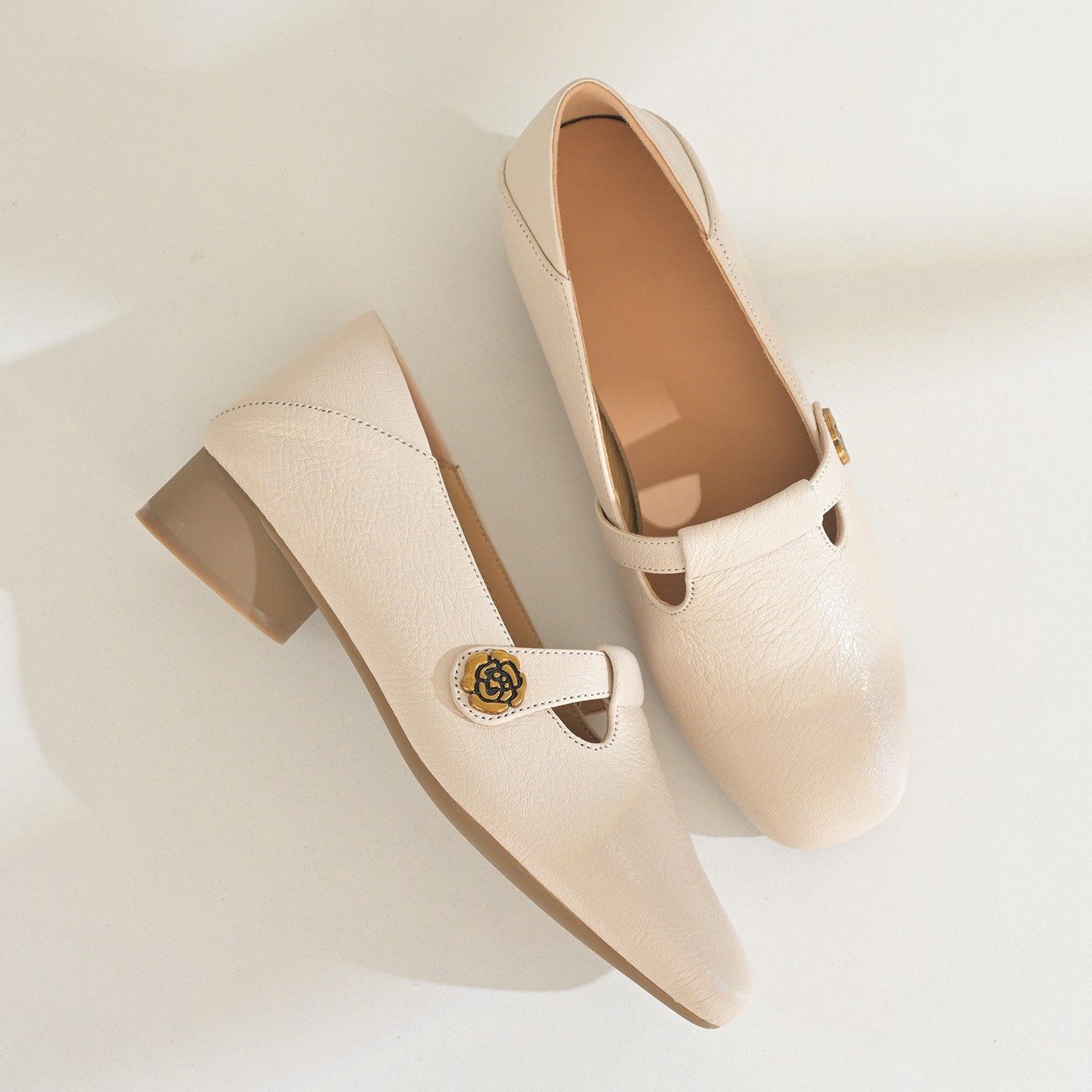 步享极简羊皮深口单鞋女软底2025新款方头平底低跟真皮休闲乐福鞋,女鞋,深口单鞋,淘宝优惠券,粉丝福利购,淘宝优惠卷