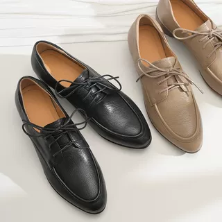 步享~ 韩版圆头系带中跟粗跟软底舒适真皮深口单鞋女2025春新款,女鞋,深口单鞋,淘宝优惠券,粉丝福利购,淘宝优惠卷