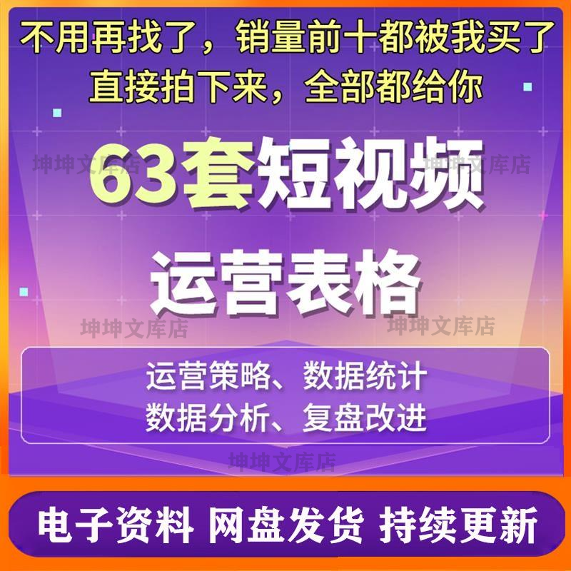 短视频代运营数据统计分析复盘排班表直播操作流程表格模板