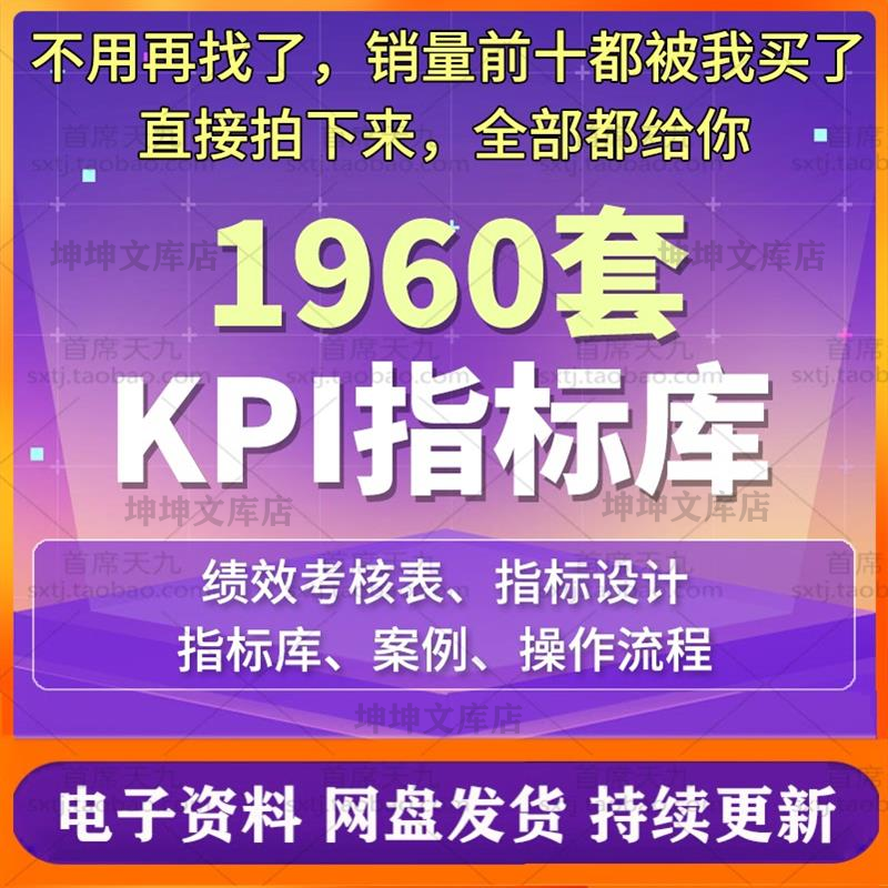 KPI指标库绩效考核管理 部门设计知识技巧案例讲义操作手册方案