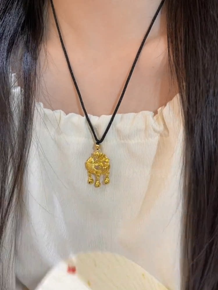 瑧萌其它铜微镶水波链女小鱼项链