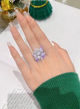 女钛钢朋克旋转雪花戒指