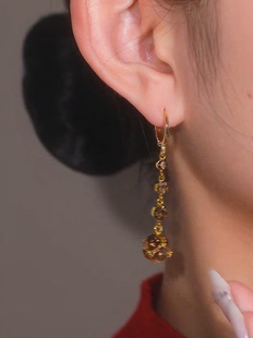 高档耐看香槟色耳扣满钻超闪时髦洋气日常百搭耳环小香风耳饰奢华