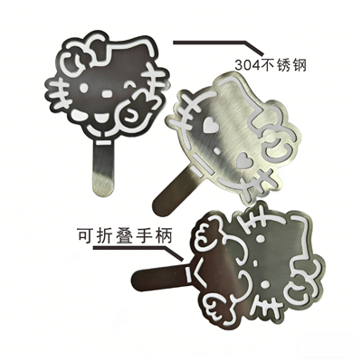304不锈钢提拉米苏烘焙撒粉印花模具凯蒂猫kitty猫KT卡通筛粉模板