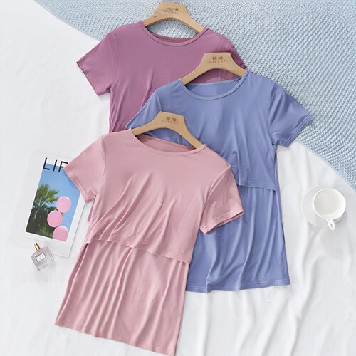 短袖哺乳衣莫代尔t恤夏季