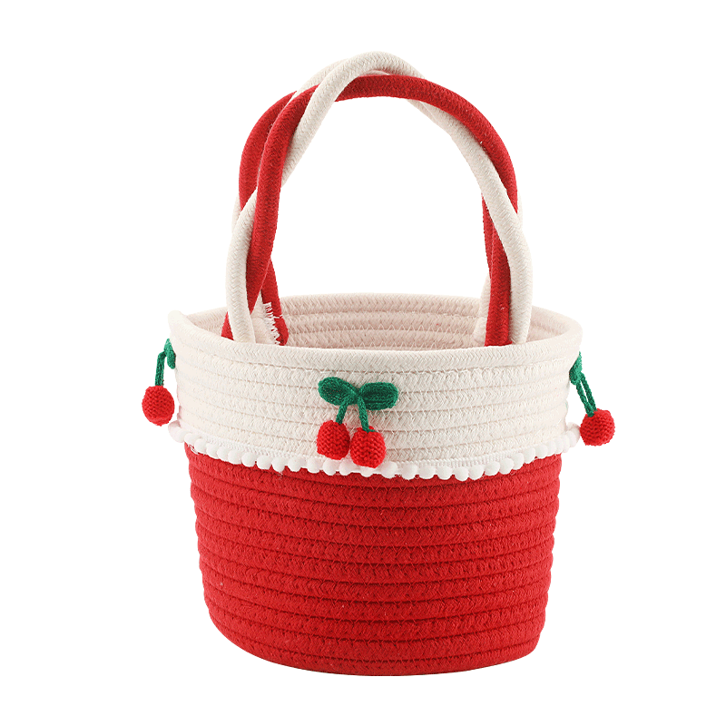 彩虹手提篮子宝宝满月周岁回礼儿童百日宴伴手礼编织生日礼盒