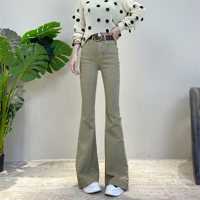 迪否气质微喇牛仔裤女秋季2025新款小个子修身高腰显瘦喇叭裤