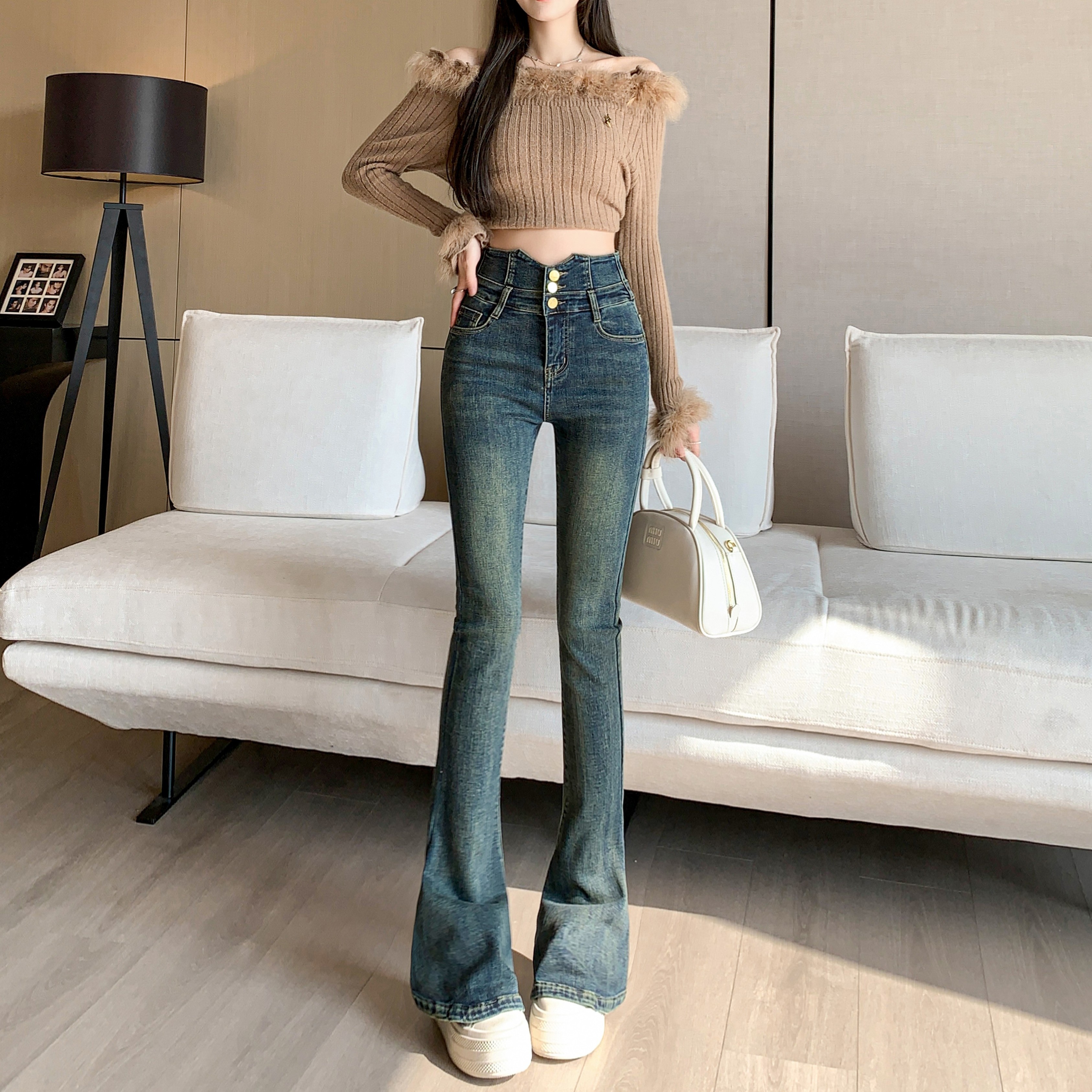 25秋冬新款加绒修身显瘦牛仔裤