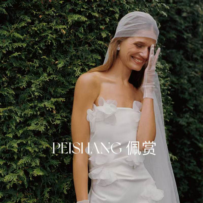 新娘头纱白色法式复古帽式素纱影楼拍照造型婚纱礼服写真旅拍配饰