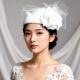白色花朵头纱女士优雅复古小礼帽网纱帽子新娘婚纱礼服头饰