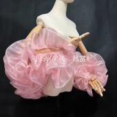 新娘手套水光纱长款 豆沙粉披肩婚纱礼服小外套影楼拍照造型走秀款