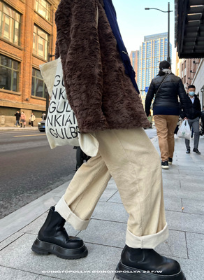 吃饭冠军高腰直筒长裤多穿法显瘦