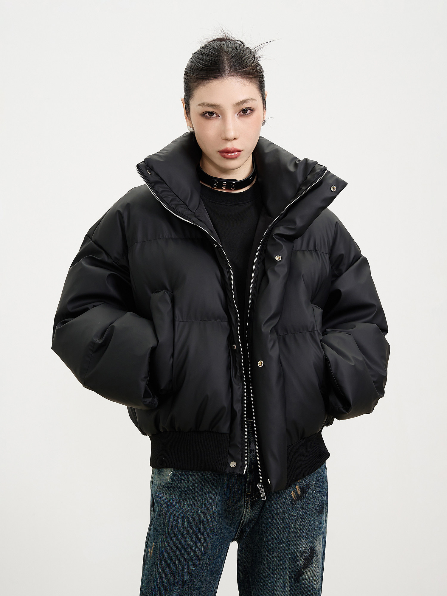 KISKO AMERICAN RETRO BROWN STAND COLLAR SHORT COTTON JACKET MENS WINTER NICHE THICKENED CLEANFIT COTTON JACKET