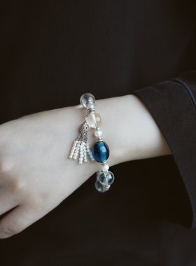 无同 雾月 国风设计白水晶珍珠单圈925银手串送礼简约