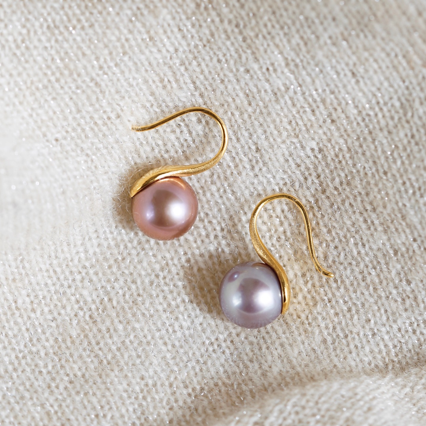 无同 秋叶高跟鞋 天然淡水珍珠耳环简约设计 新中式