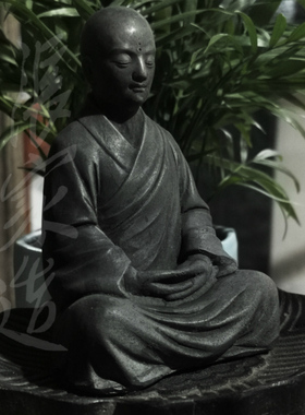 张家造新中式禅意布衣小僧摆件