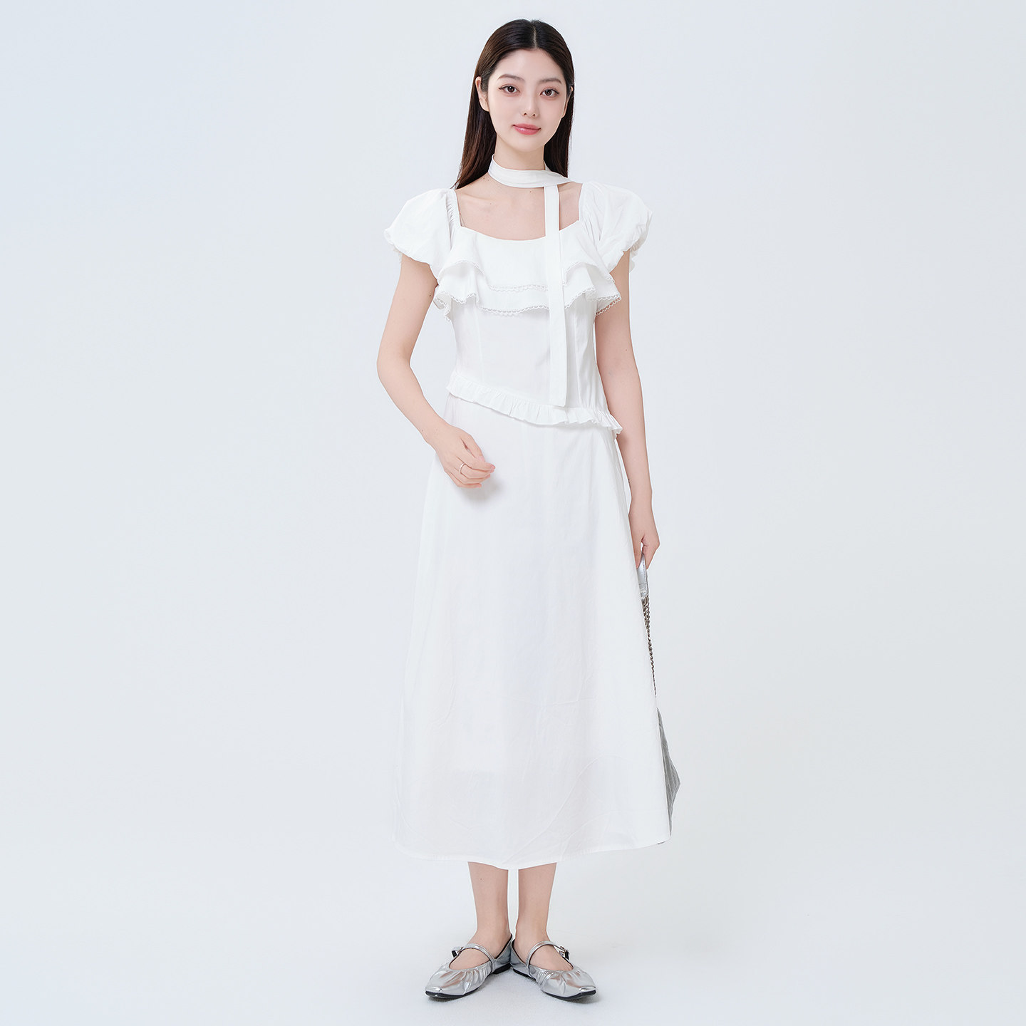 芭依璐2026夏季新款连衣裙浪漫出游海岛荷叶边甜美吊带上衣荷叶袖